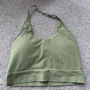 Green Halter Crop Top with pads and adjustable strap